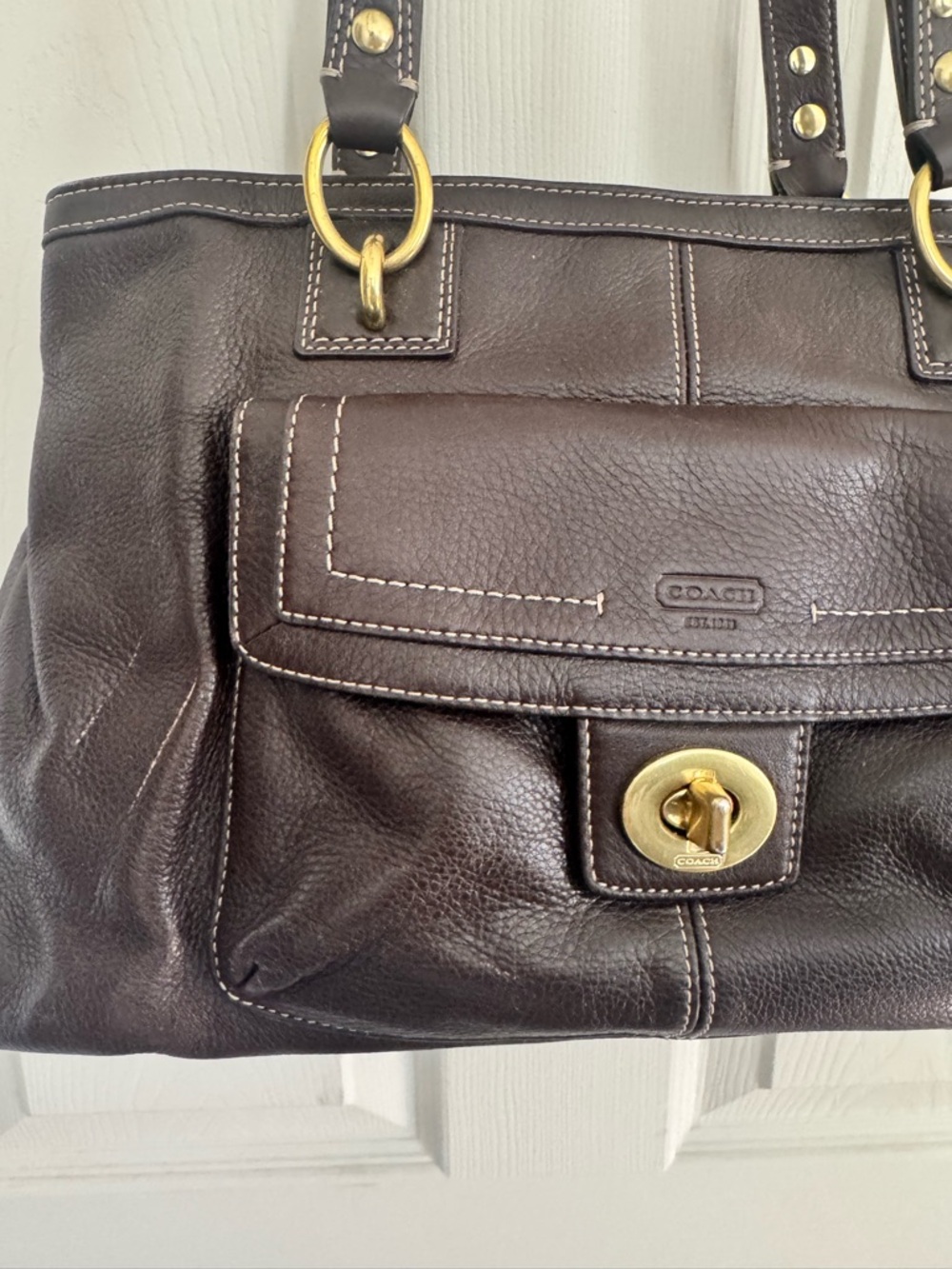 Coach Penelope Soft Pebbled Leather Carryall Satchel Bag Brown F19044 Vintage - Picture 4 of 13